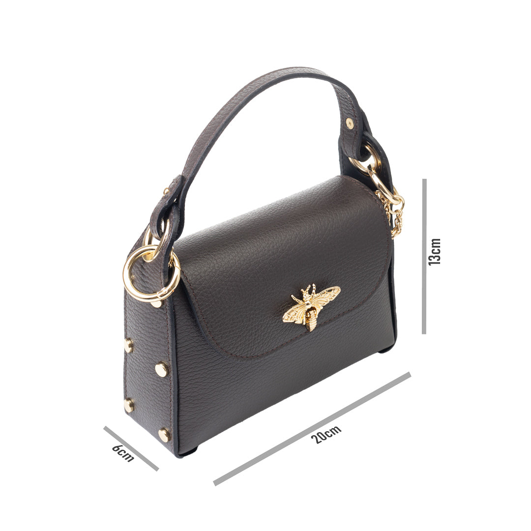 Damenhandtasche aus echtem Leder dunkelbraun Iris