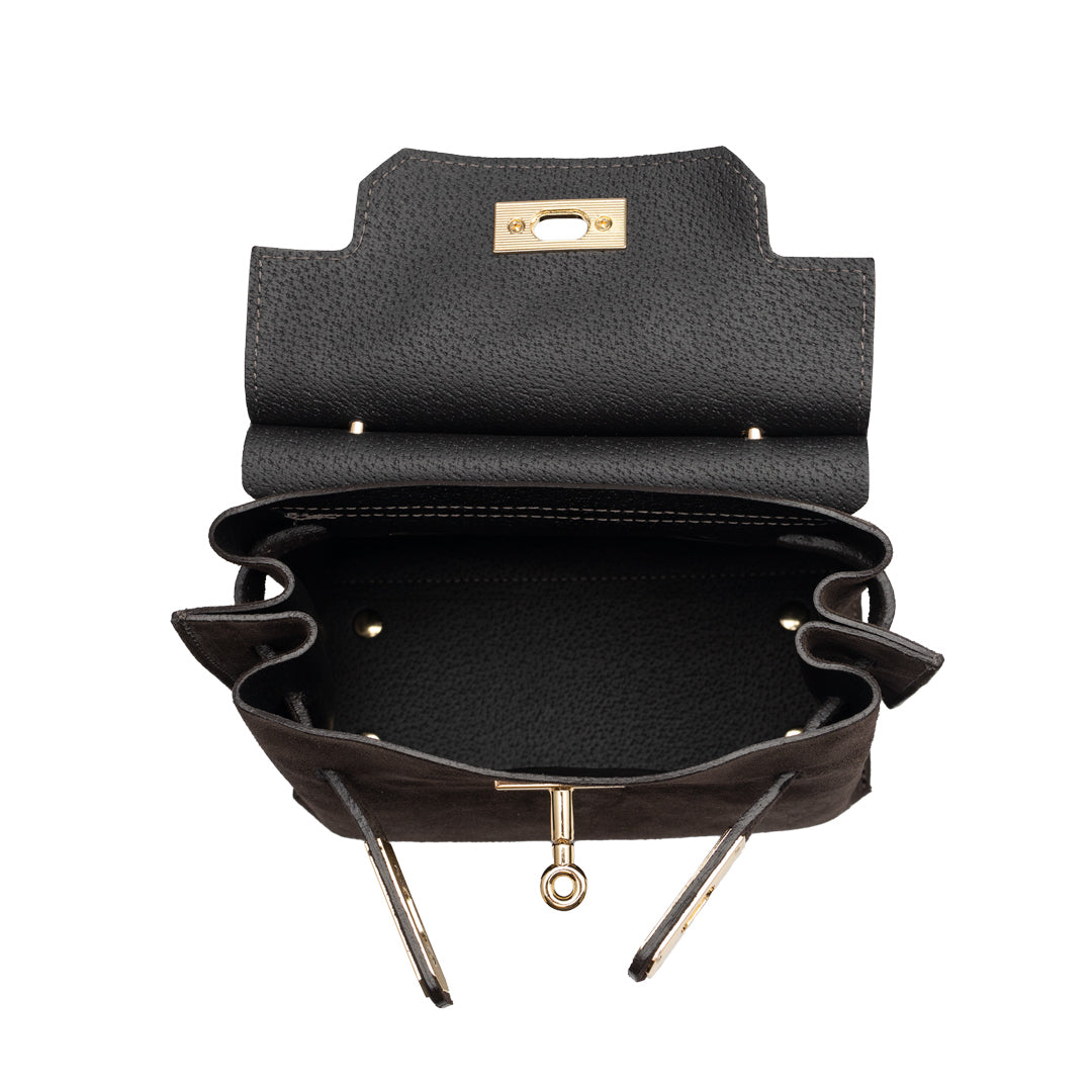 Sac à main pour femme en cuir véritable marron foncé Renata