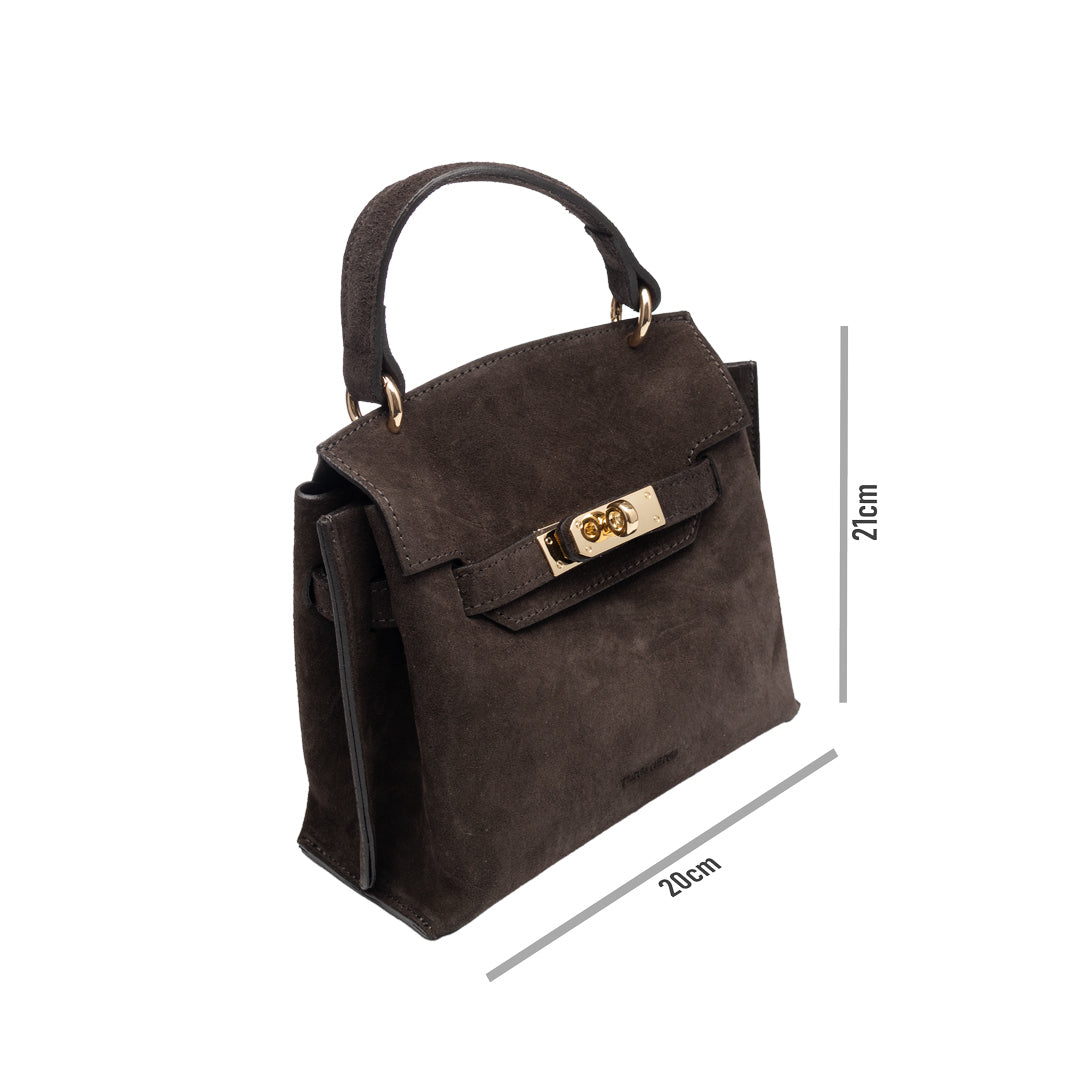 Sac à main pour femme en cuir véritable marron foncé Renata