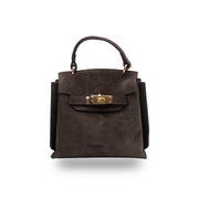 Sac à main pour femme en cuir véritable marron foncé Renata