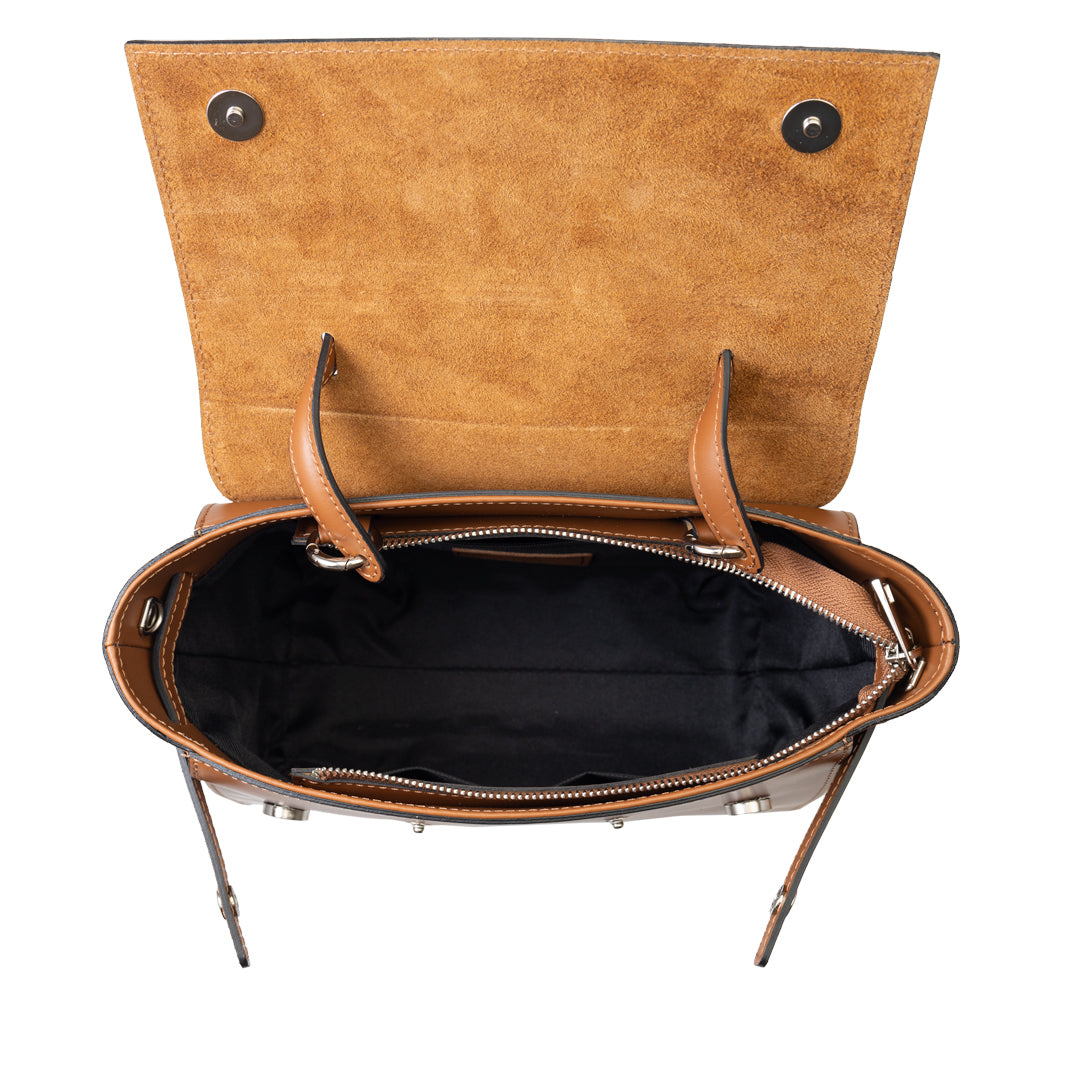 Women's bag made of natural brown suede leather Erika