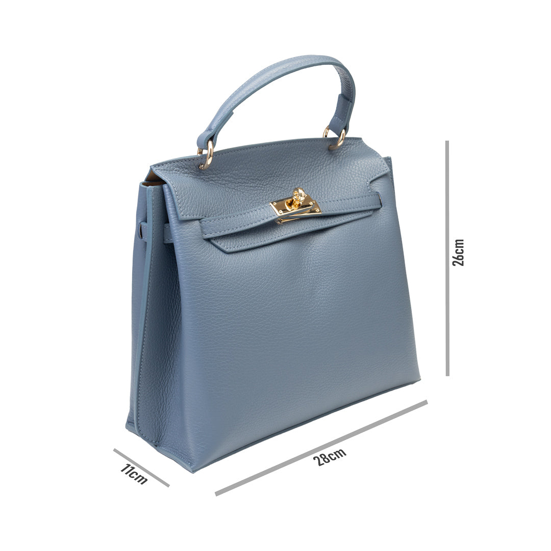 Damenhandtasche aus echtem Leder, blau, Modell Raluca