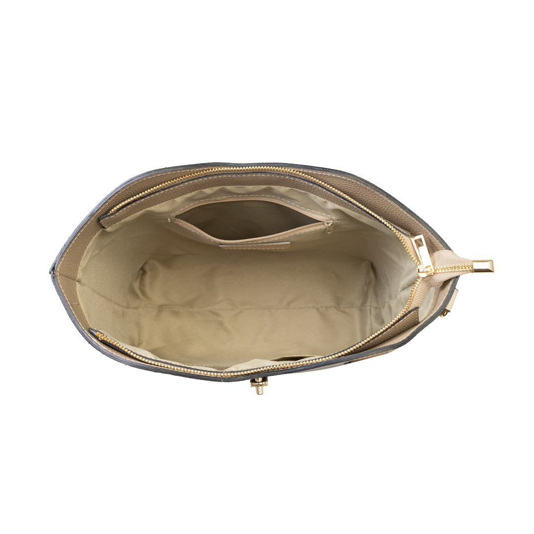 Borsa da donna in vera pelle beige-tortora Sorina