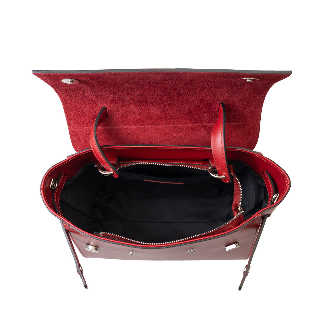 Damenhandtasche aus echtem Leder Bordeaux Erika