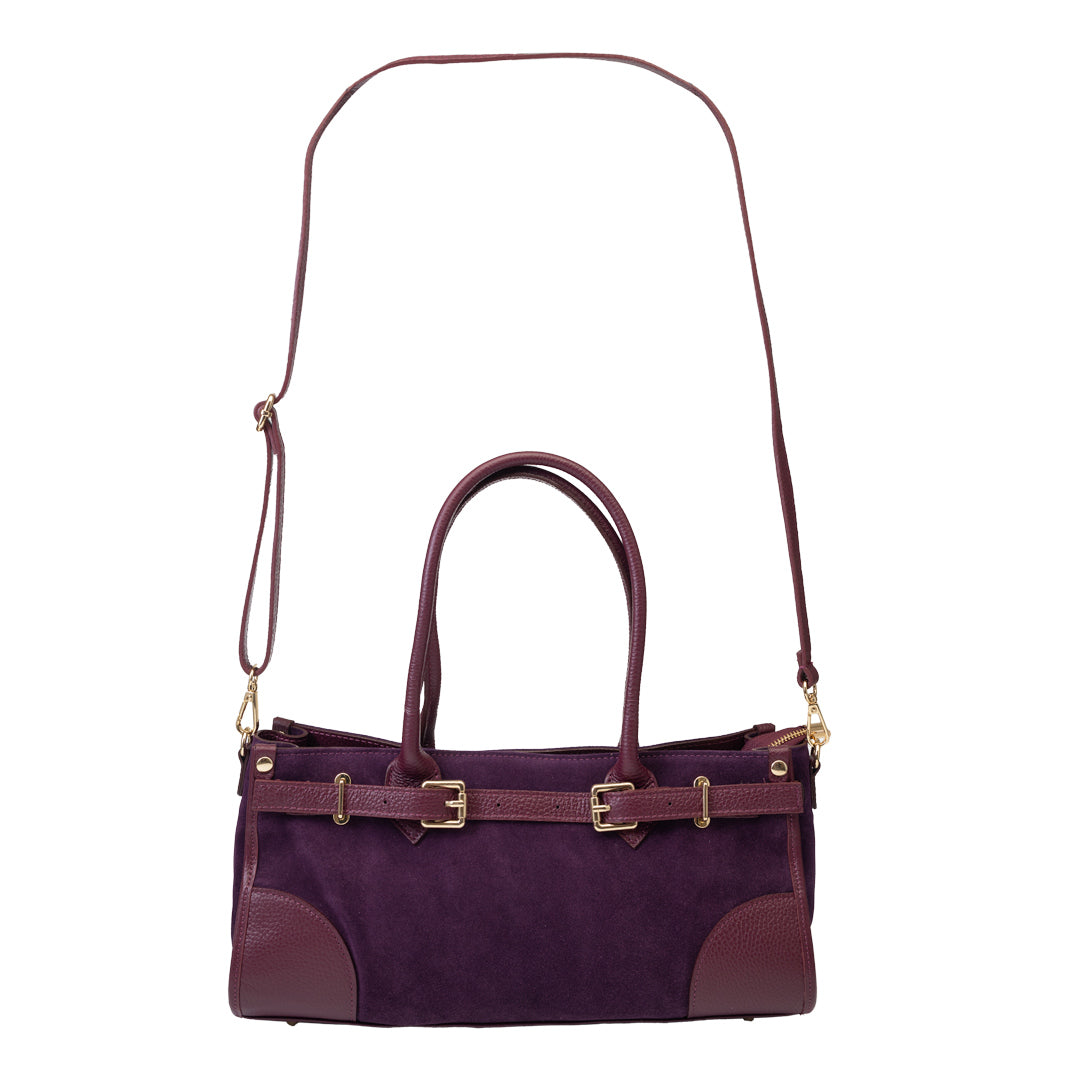 Sac à main femme en cuir véritable bordeaux Evelin