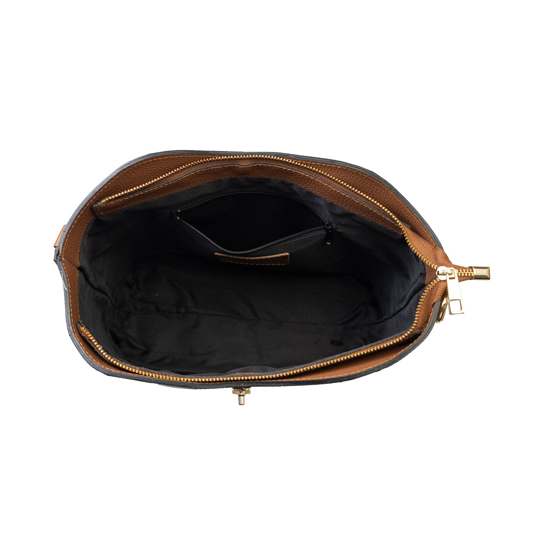 Damenhandtasche aus braunem Echtleder Sorina