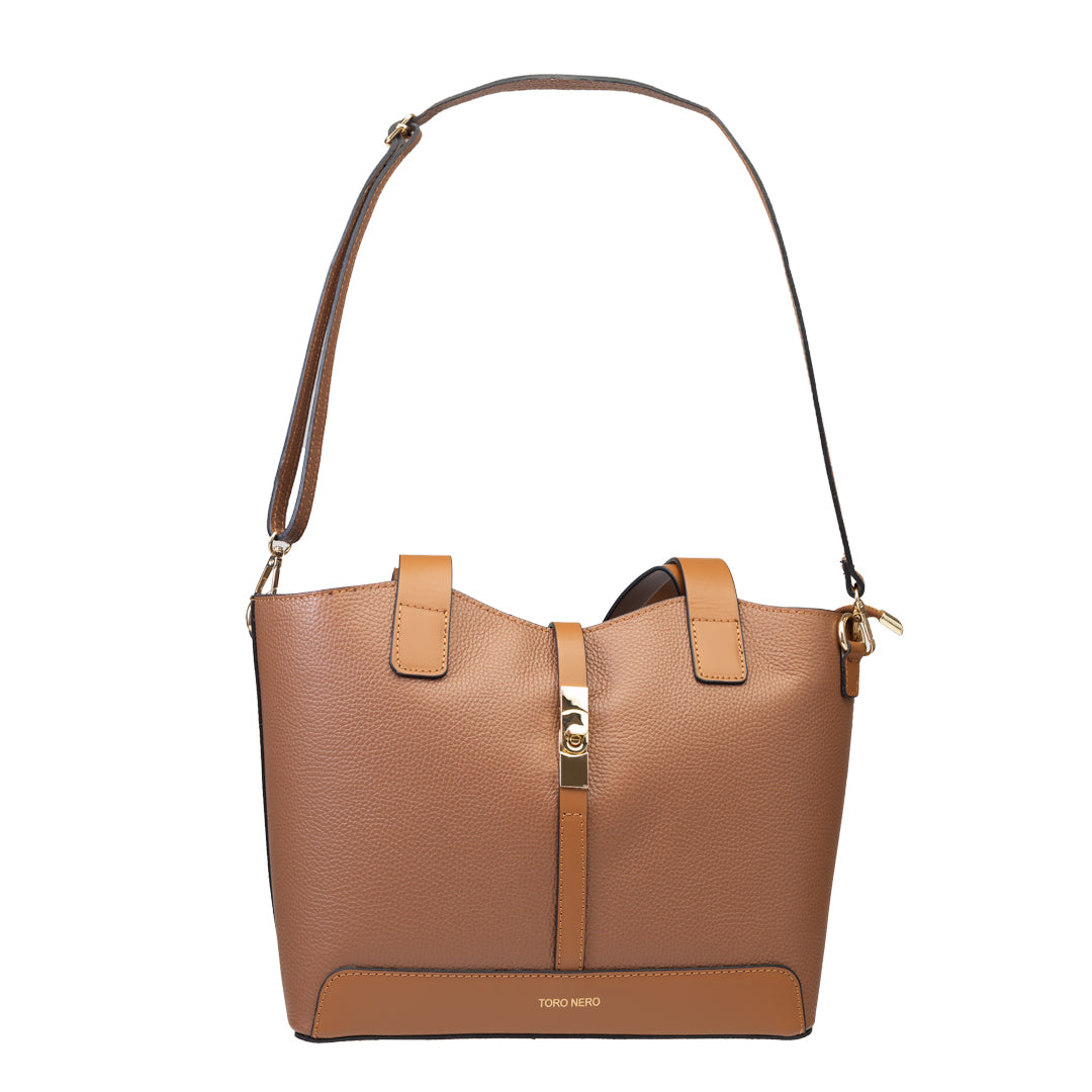 Damenhandtasche aus braunem Echtleder Sorina