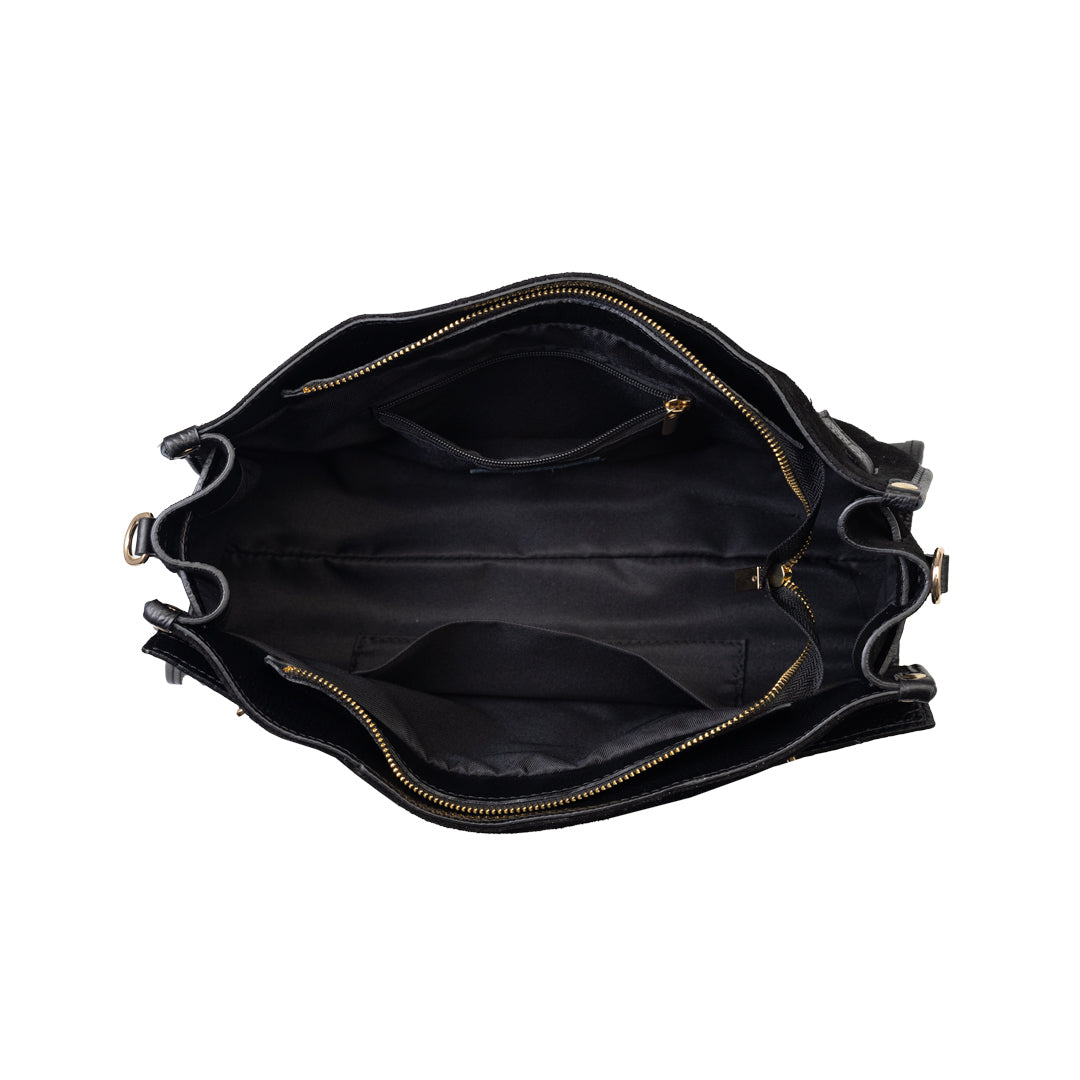 Borsa da donna in pelle naturale nera Evelin