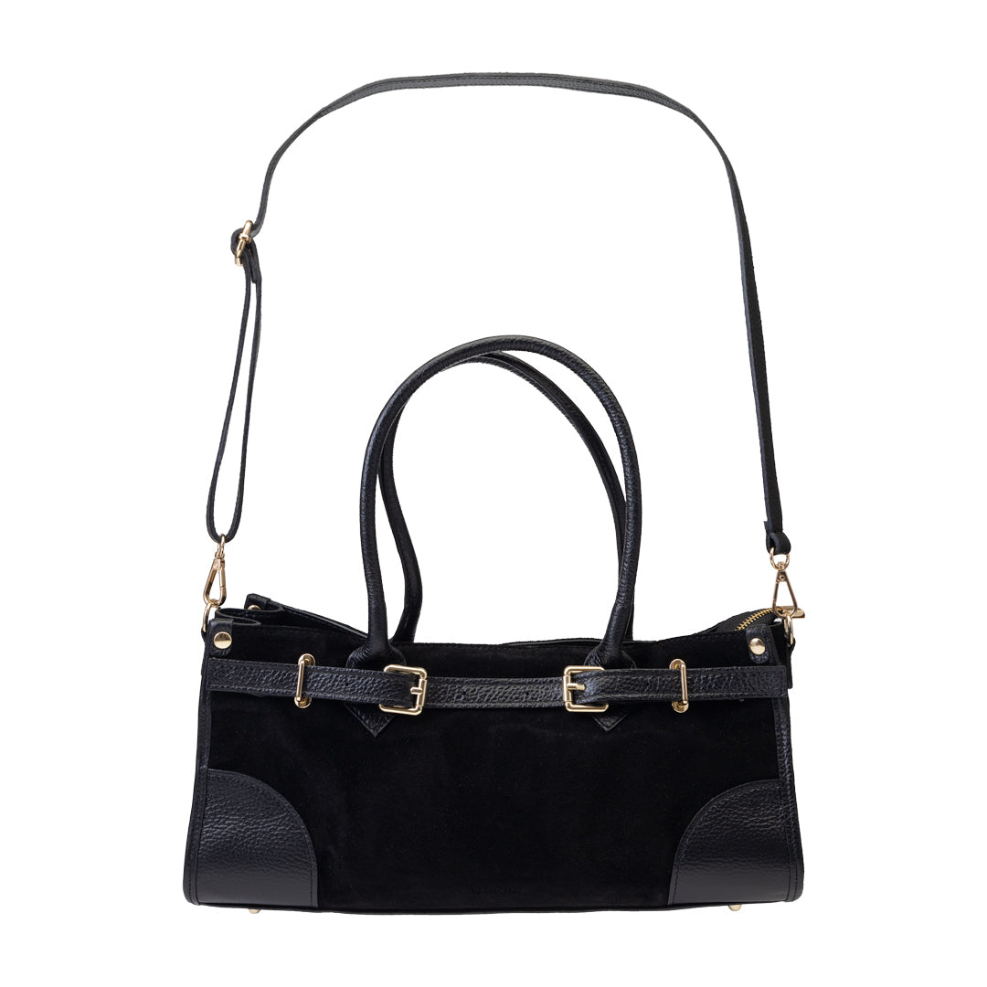 Borsa da donna in pelle naturale nera Evelin