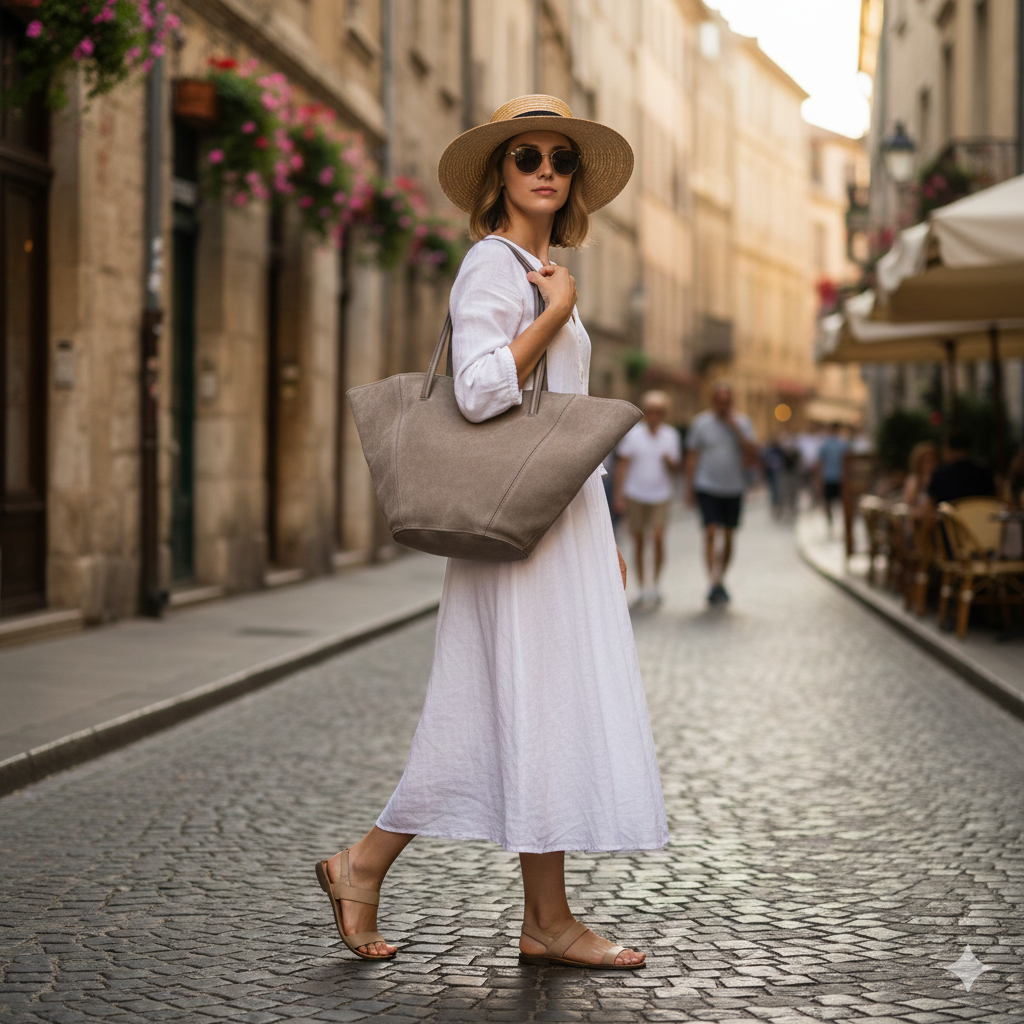 Women's bag made of dark taupe natural leather Diana