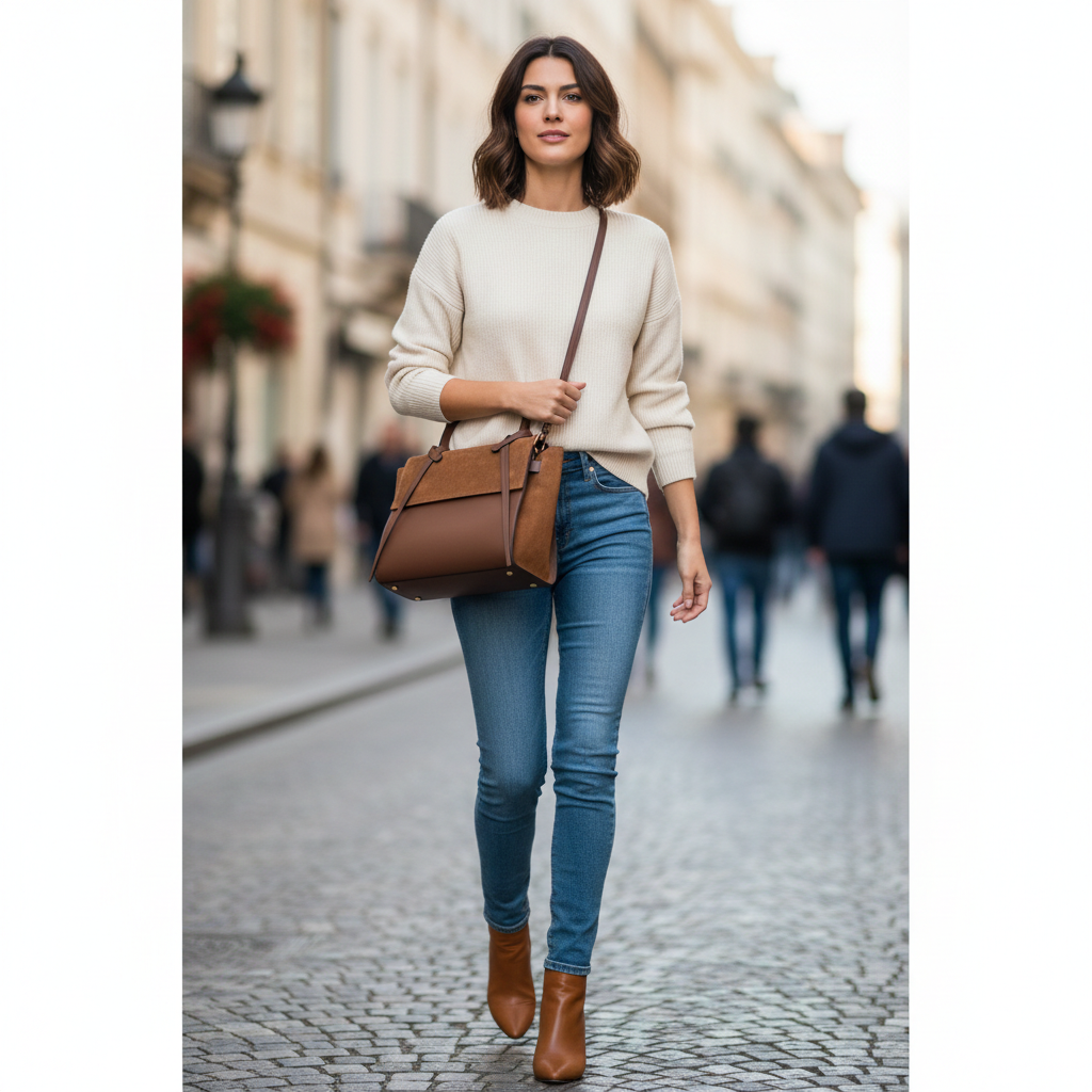 Women's bag made of genuine leather, brown-brown Erika