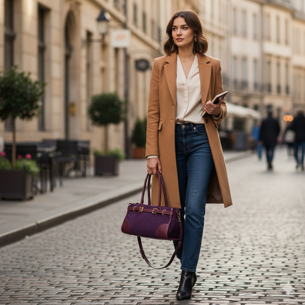 Sac à main femme en cuir véritable bordeaux Evelin