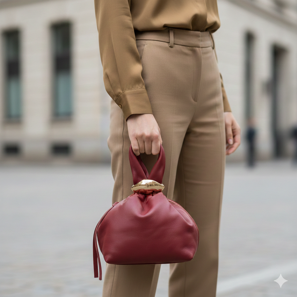 Damenhandtasche aus echtem Leder in Weinrot Eliza