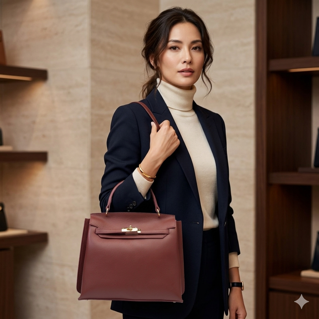 Damska torba z naturalnej skóry w kolorze bordowym Raluca