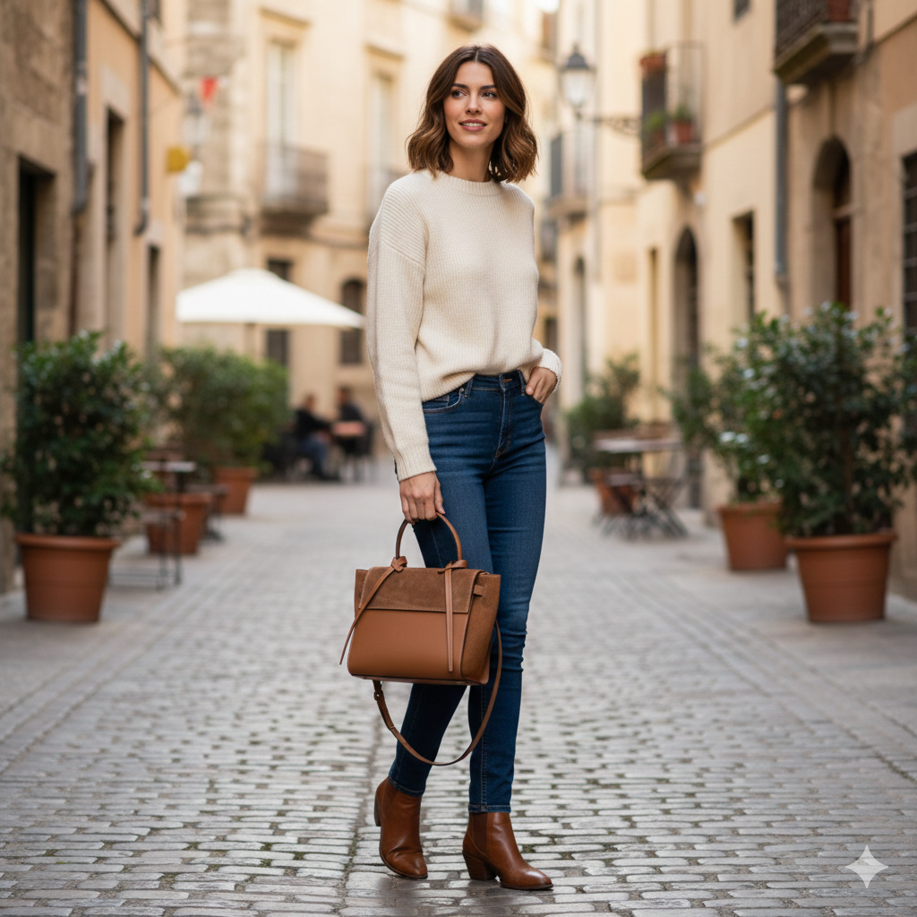 Women's bag made of natural brown suede leather Erika