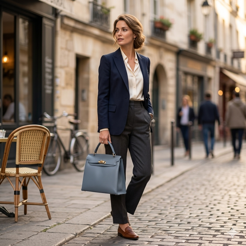 Damenhandtasche aus echtem Leder, blau, Modell Raluca