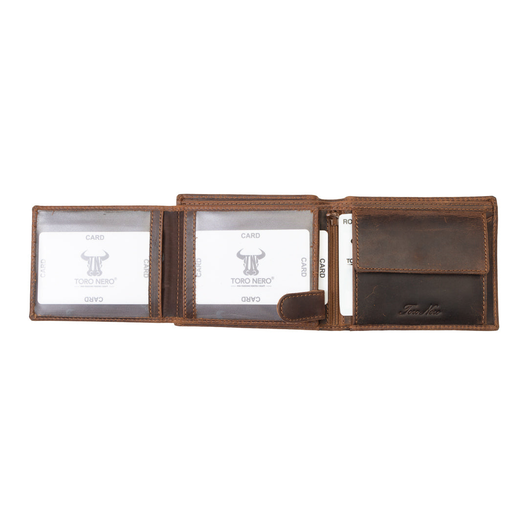 Portefeuille homme en cuir véritable marron OIL