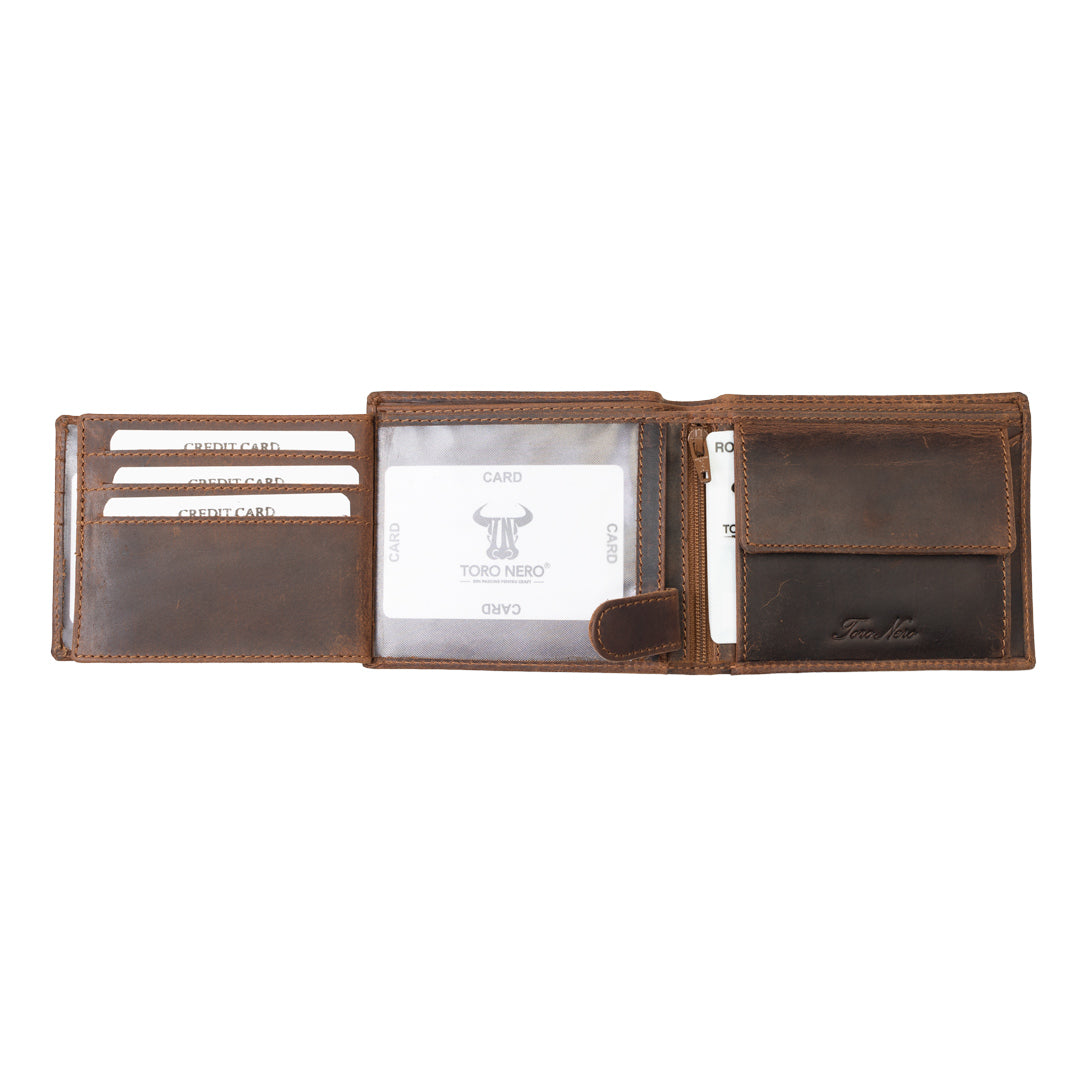 Portefeuille homme en cuir véritable marron OIL