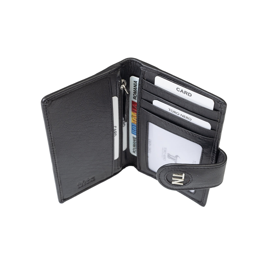 Дамски портфейл от естествена кожа черен Mia, RFID защита