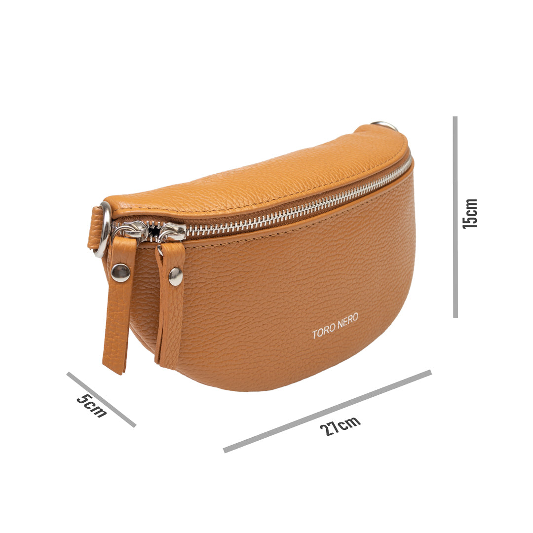 Sac banane en cuir véritable marron pour femme Waist Glam