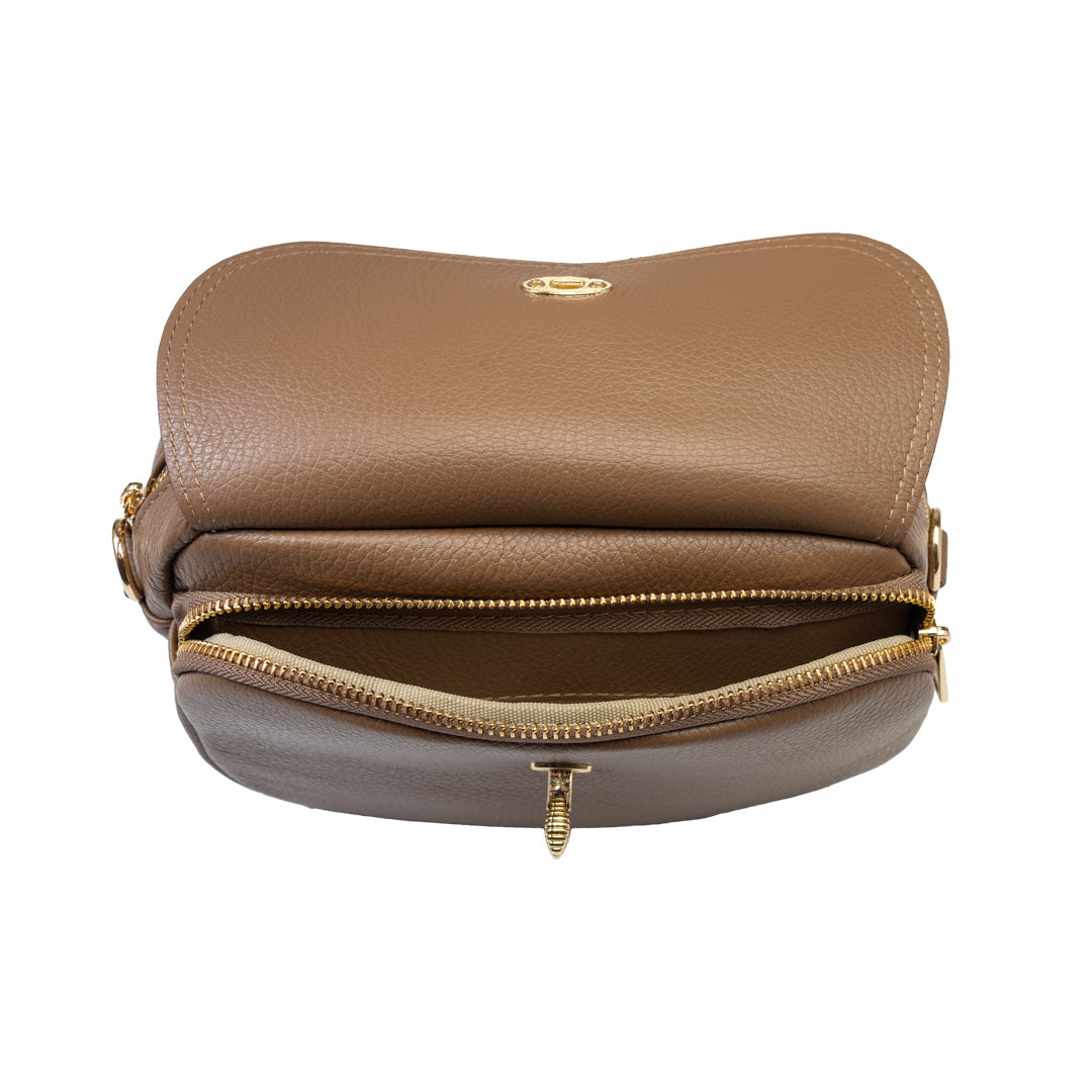 Damenhandtasche aus dunkelbraunem Echtleder Eleonora
