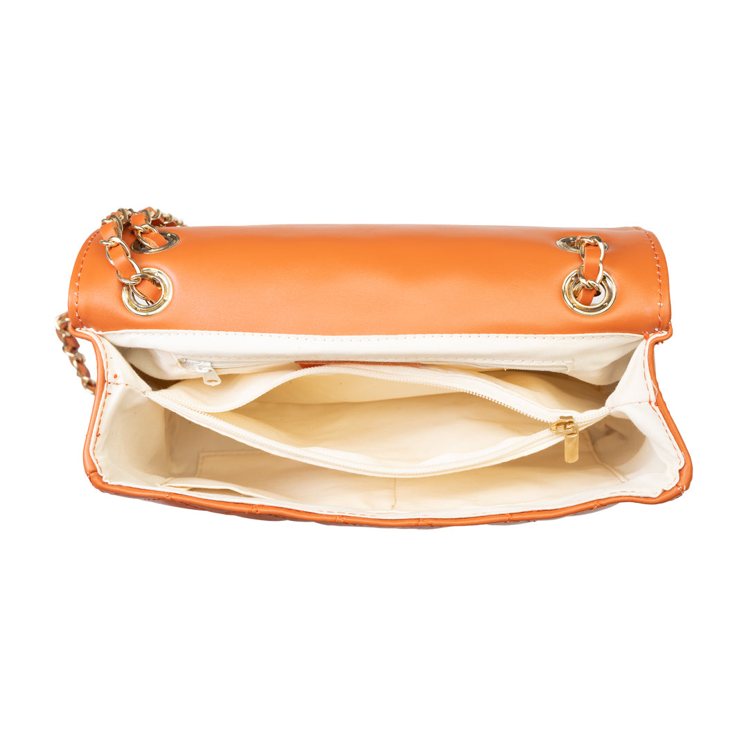 Borsa da donna in vera pelle arancione Aida
