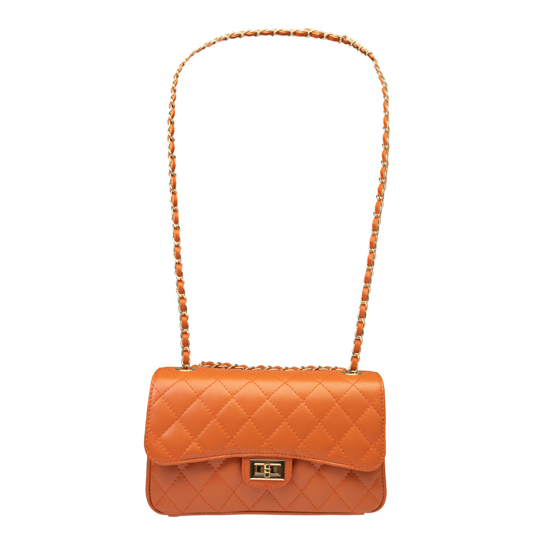 Borsa da donna in vera pelle arancione Aida