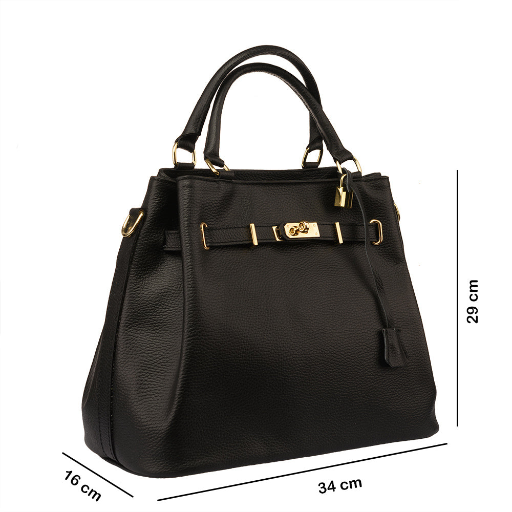 Women's bag made of black genuine leather Odyssey